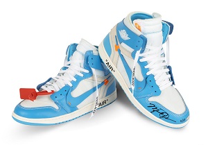 Michael Jordan Autographed Nike Air Jordan 1 Retro High Off-White UNC Shoes